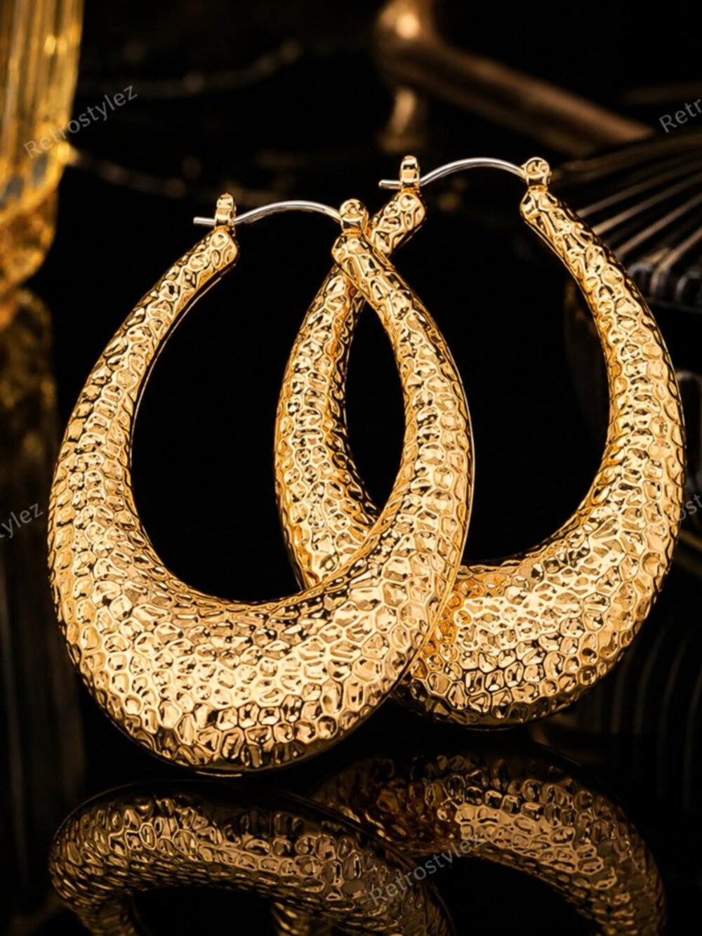 14K Gold Womens Large Chunky Etched Hoop Earrings Big 14 K Silver Hoops Jewelry